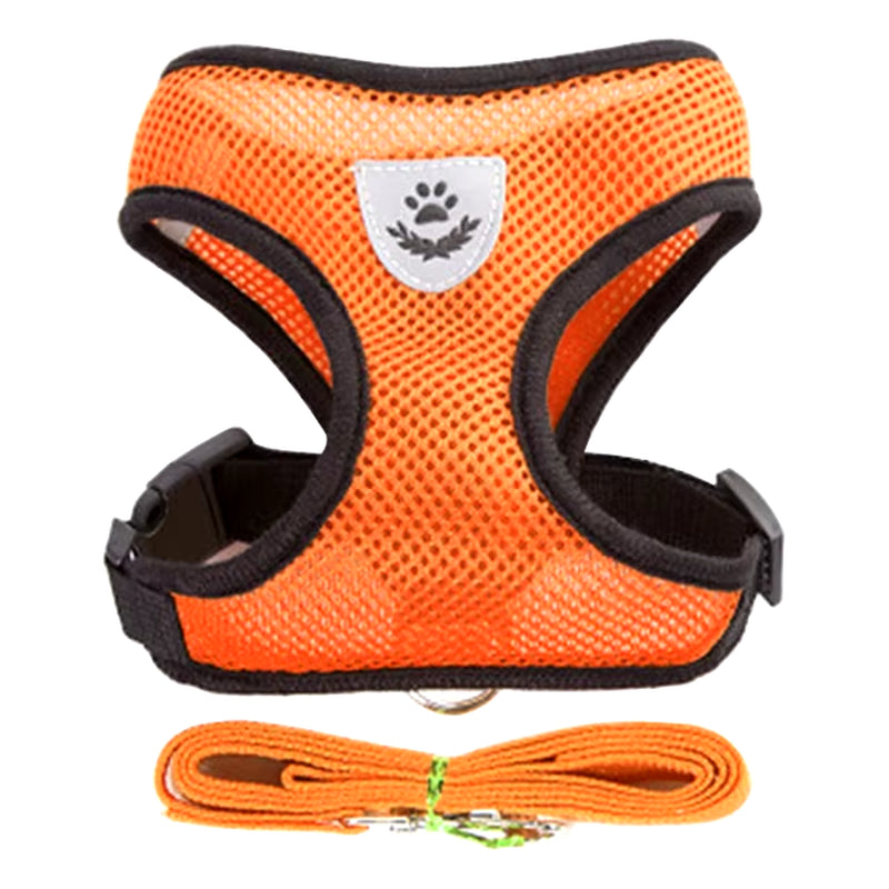 Adjustable Cat and Dog Harness with Breathable Mesh Vest and Traction Rope Set for Small to Medium Pets