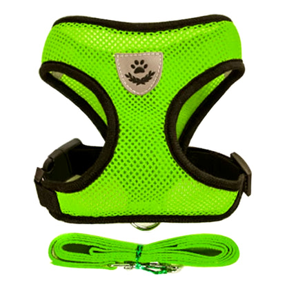 Adjustable Cat and Dog Harness with Breathable Mesh Vest and Traction Rope Set for Small to Medium Pets