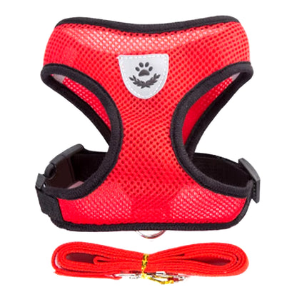 Adjustable Cat and Dog Harness with Breathable Mesh Vest and Traction Rope Set for Small to Medium Pets