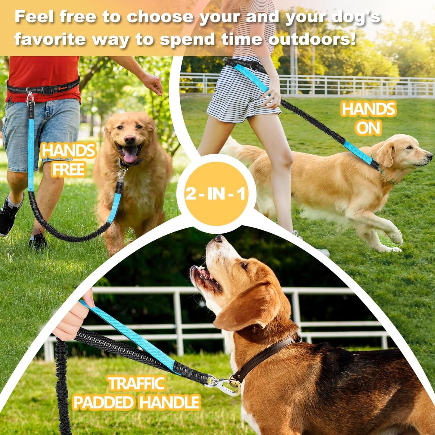 Hands Free Dog Leash, Adjustable Waist Leash for Dog